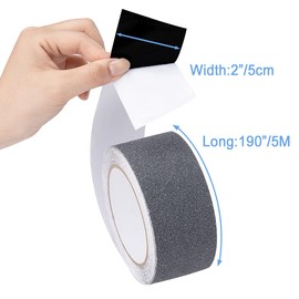 Yorwe Anti Slip Tape, High Traction,Strong Grip Abrasive, Not Easy Leaving Adhesive Residue, Indoor & Outdoor (2" Width x 190" Long, Gray)