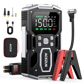 Portable Car Jump Starter with Air Compressor, ACEZUK 150PSI 7000A Jump Starter (All Gas/10.0L Diesel), 12V Battery Jump Box Car Battery Jumper Starter with 3.4" LCD Display, 2 Lights