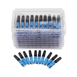 Oumefar 100 piezas de conector rápido de fibra óptica integrada, adaptador rápido Conector de fibra óptica SC, conector recto para montaje de cable óptico adaptador de conector rápido para FTTH