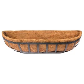 Newdvmmss 24/30 Inch Wall-mounted Liner Trough, Half Moon Shape Coir Fiber Replacement Liner,Hanging Basket Planter Inserts Wall Trough Planter for Window Box Decoration (24inch)
