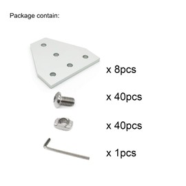 BLCCLOY 8 Sets 1010 Aluminum Extrusion T Slot Corner Bracket 10 25 Series Extruded Hardware T Shape Joint Plate with Nut Bolt for 10/10 1 Inch Black Aluminum Profile Connector Accessories