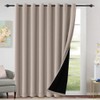 H.VERSAILTEX 100% Blackout Patio Curtains Thermal Insulated Curtains for Sliding Door Extra Wide Window Panels Full Light Blocking Grommet Curtains with Black Liner, W100 x L96 inch - Natural Sand