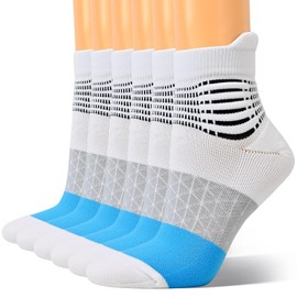 IRAMY Compression Ankle Support Socks Women Coolmax Wicking Cushioned Athletic Plantar Fasciitis Relief,White,3 Pairs,Medium