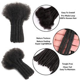 Vligcor 100% Real Human Hair Loc Extensions Full Handmade Permanent Locs For Women Men 60 Strands Of 2 Inch 0.6cm Thickness Dreadlock Extensions Human Hair An Be Dyed Bleached Curled (Natural Black)