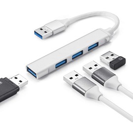 mornwell Hub USB 3.0,Ultradelgado Convertidor 4 en 1 Adaptador de USB A 4 Puertos,5 Gbps USB Hub Portátil Compatible con PC,Laptop,Disco U,Impresora,Memoria USB,Ratón,Teclado y Más,10CM