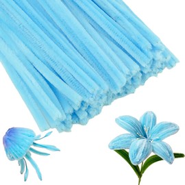 EQUIJUANCE 200pcs Pipe Cleaners - Fluffy & Safe Chenille Stems for DIY Crafts, Colorful Thick Fuzzy Wires Bulk, Art Supplies for Kids Adults, DIY Decorations (Light Blue)