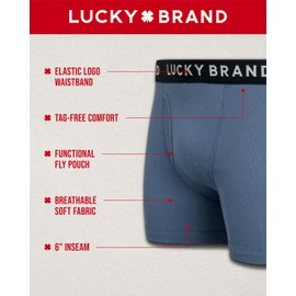 Lucky Brand Men's Boxer Briefs - 3 Pack Classic Underwear Boxers with Functional Fly - Casual Boxers for Men (Sizes: S-XXL), Size Medium, Solid Navy