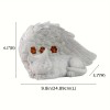 Solar Powered Angel Cat Memorial Sculpture, White Resin Sleeping Kitten