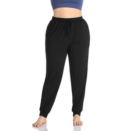 ZERDOCEAN Women's Plus Size Casual Lounge Yoga Pants Comfy Relaxed Joggers Pants Drawstring Black 4X