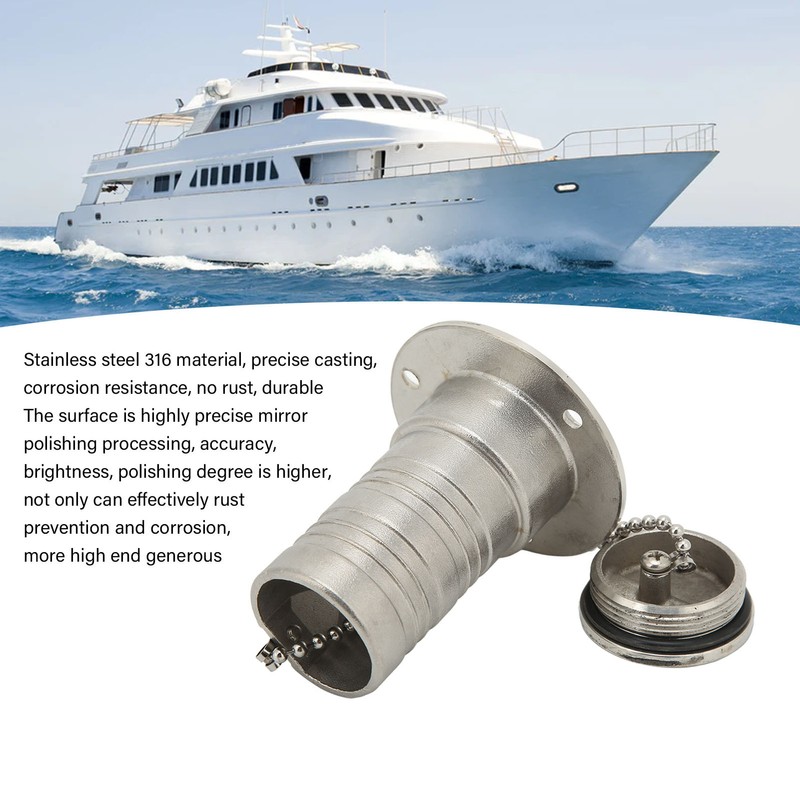 Marine Boat Deck Filler with Keyless Cap Stainless Steel Mirror