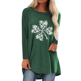 KKG Womens St Patricks Day Shirts Shamrock Long Tunics or Tops to Wear with Leggings Plus Size, Loose Fit Long Sleeves