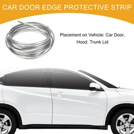 Partuto 1 Pc 16.40Ft 5m Universal Car Door Edge Protective Strip - Car Chrome Door Edge Guard Strip Anti-scratch Collision - PVC Chrome Silver Tone