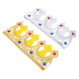 CORHAD 2Pcs King Crowns with Gems Royal Headgear for Parties Dress Up and Performances Lightweight and Unique Role Play Props for Birthdays and Cosplay