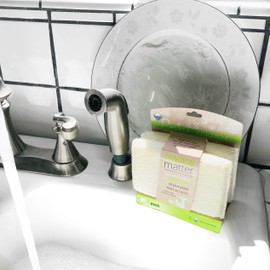 Practical Matter Kitchen Sponge, Organic Cotton Fiber All-Purpose Dish Sponges for Washing Dishes and Cleaning All Surfaces, Durable Non Scratch Scrub, 6 Count Value Pack