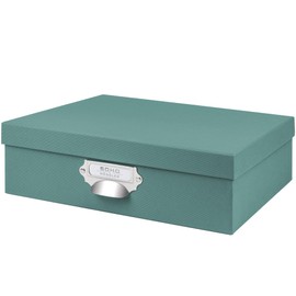 Rössler Papier S.O.H.O. 1343452380 Storage Box with Lid, 337 x 105 x 255 mm, Opal, with Handle and Writable Insert Label