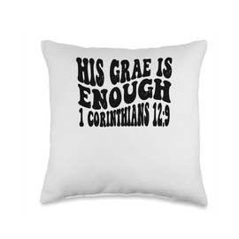 1 Corinthians 12 9 His Grace Is Enough Retro Vintage Christi Throw Pillow