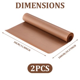 Heat Transfer Paper (30 * 100cm) 2 Rolls Teflon Sheets for Heat Press, Reusable Baking Sheet Brown Heat Press Mat Reusable, Non-Stick and Heat-Resistant, Suitable for Ironing and Baking