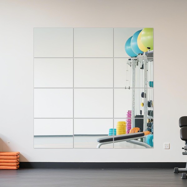 Wall Mirror Tiles Full Length, 16 x 12 Inch x