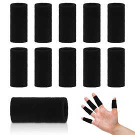10PCS Black Finger Compression Sleeve, Elastic Finger Support Sleeve & Finger Sleeves for Arthritis, Elastic Thumb Splint Sleeves for Basketball Volleyball Sports Relieve Arthritis Pain