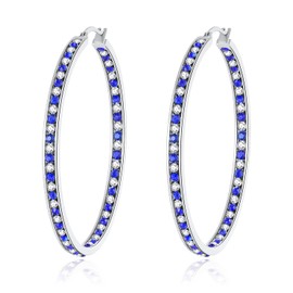 CiNily Mult-colors Crystal Stainless Steel Hoop Earring for Women Hypoallergenic Jewelry for Sensitive Ears Large Big Hoop Earrings 2", Stainless Steel, No Gemstone