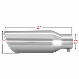 Exhaust tip -2.5'' Inlet Bolt on Design - Stainless Steel Car Muffler Tips 2.5" ID x 4"OD x 12"L