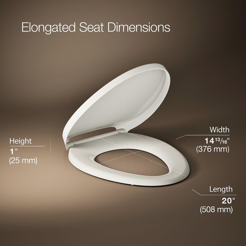 Kohler K-28004-96 Drift ReadyLatch Quiet Close Elongated Toilet Seat, Biscuit
