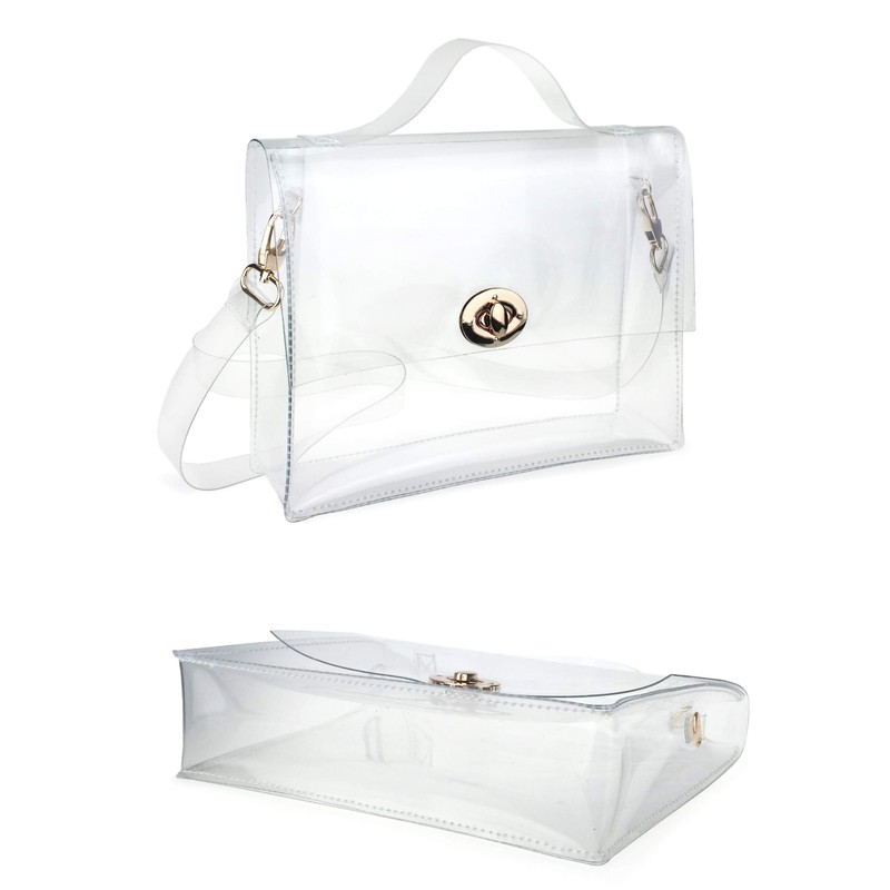 Hoxis Clear PVC Diagonal Bag, Women's, Plastic Bag, Handbag, Large