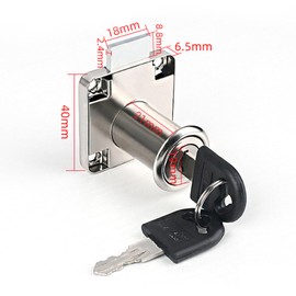 4 Sets Furniture Lock with Key, 22 mm Security Cabinet Lock, Stainless Steel Locker Lock, Screw-On Lock for Drawers and Cabinets