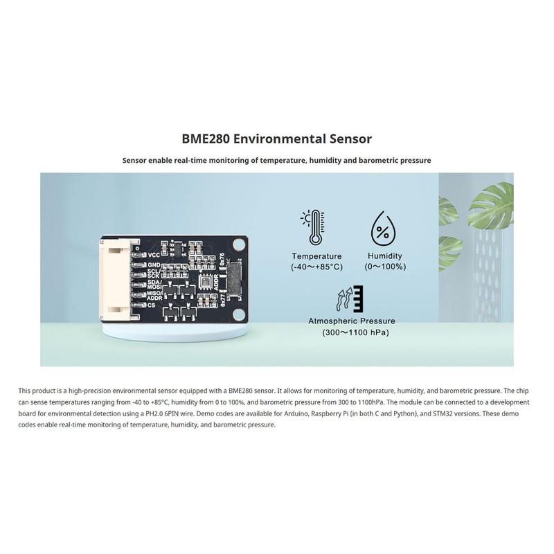 XICOOLEE BME280 Environmental Sensor, Temperature Humidity Barometric Pressure Monitoring Module,