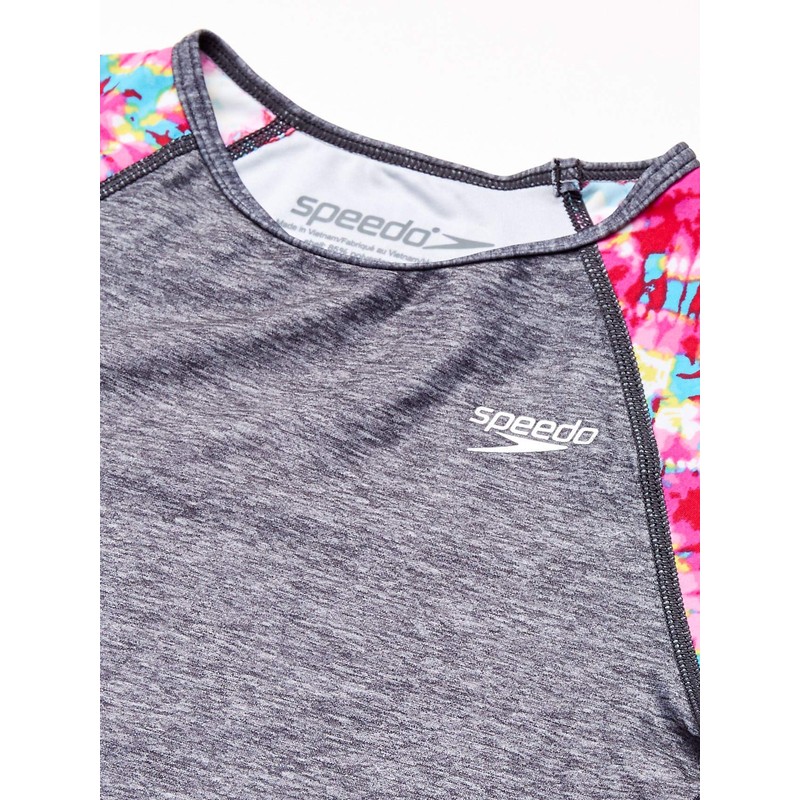 Speedo Girl's Printed Rash Guard 2pc (4-6X), Bright Pink, 4