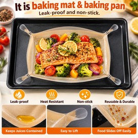 Reusable Silicone Baking Mat for Oven Cooking – Nonstick Foldable Tray Liner with Snap Corners for Baking & Kitchen Cleanup