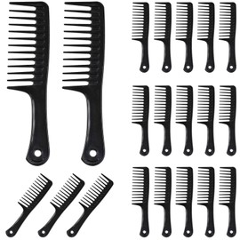 20 PCS Wide Tooth Comb for Curls, Black Wet Detangling Hair Comb, Easily Detangle Thick Straight and Curly Hair, Unisex Wide Tooth Combs, Daily Care and Professional Styling Hairbrush