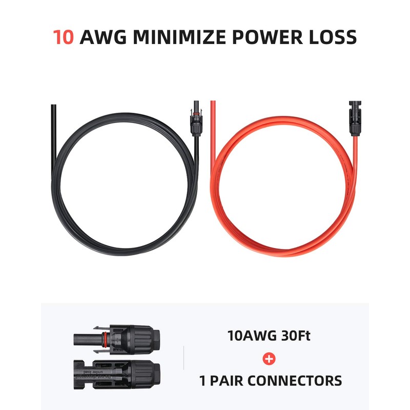 BougeRV 30 Feet 10AWG Solar Extension Cable with Female and