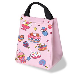 VanderHOME Insulated Lunch Bag, Unisex, Cute, Kids, Large Capacity, Lunch Tote, Camping, Picnic, Commuting to Work or School, Pink-Candy B