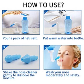 Neti Pot - Botella de enjuague sinusal, limpiador de lavado de nariz, enjuague a presión, riego nasal para adultos y niños, sin BPA, kit de lavado nas