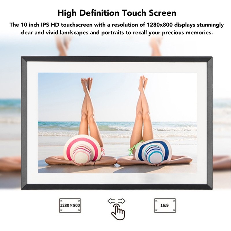 10 Inch WiFi Digital Picture Frame IPS Touch Screen App