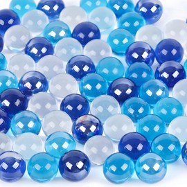DomeStar 1LB Glass Marbles Bulk, Marbles for Vases 0.63 Inch Vase Fillers Blue Glass Beads Set Ocean Theme for Home Decor