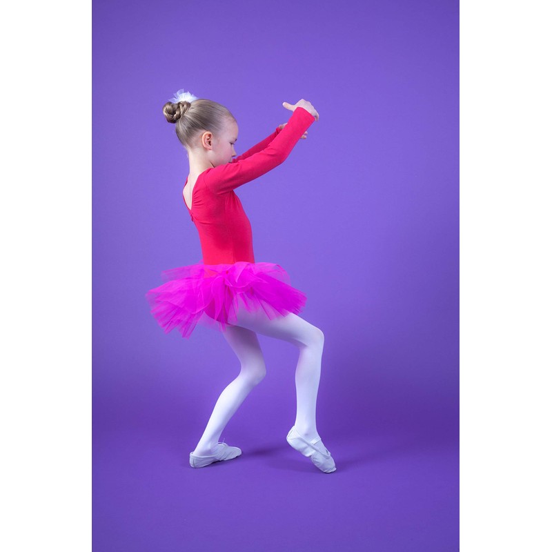 tanzmuster ® Romy Ballet Tutu Girls' Long-Sleeved Cotton Ballet Bodysuit