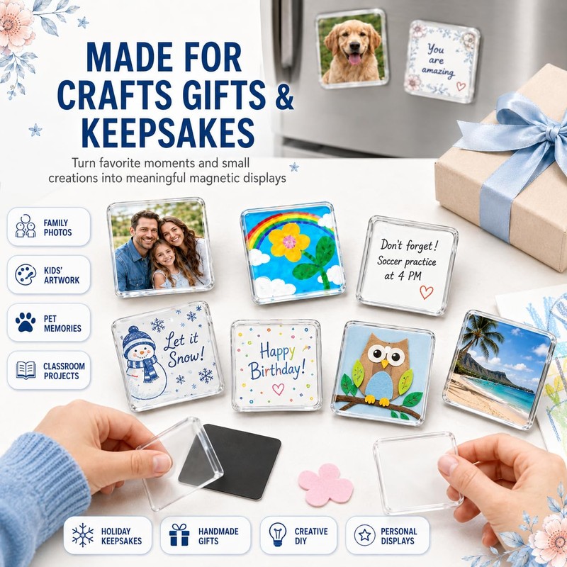 Clear Acrylic Magnet Kit DIY Custom Fridge Magnets Photo Square