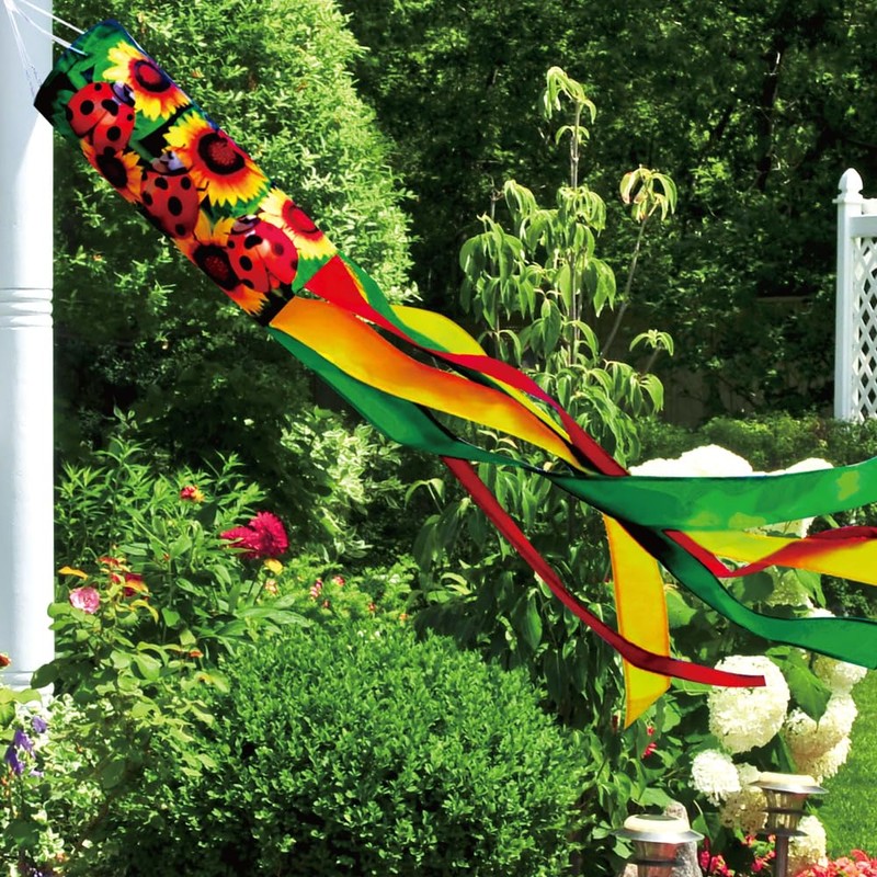 Dusnodu Ladybug Windsock Flag 40 Inch Durable Outdoor Hanging Decoration