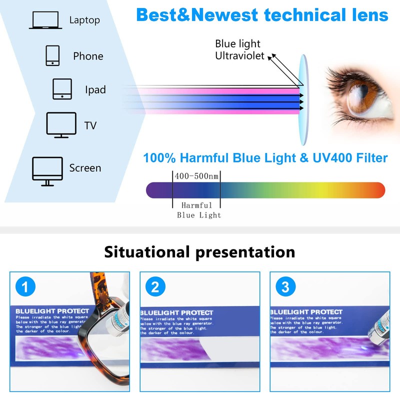 REAVEE 3 Pack Oprah Style Reading Glasses Blue Light Blocking