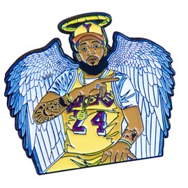 Nip Enamel Pin - 2 Inch Zinc Alloy Lapel Pin, Hip Hop Rap Legend Pin, RIP Los Angeles Goat