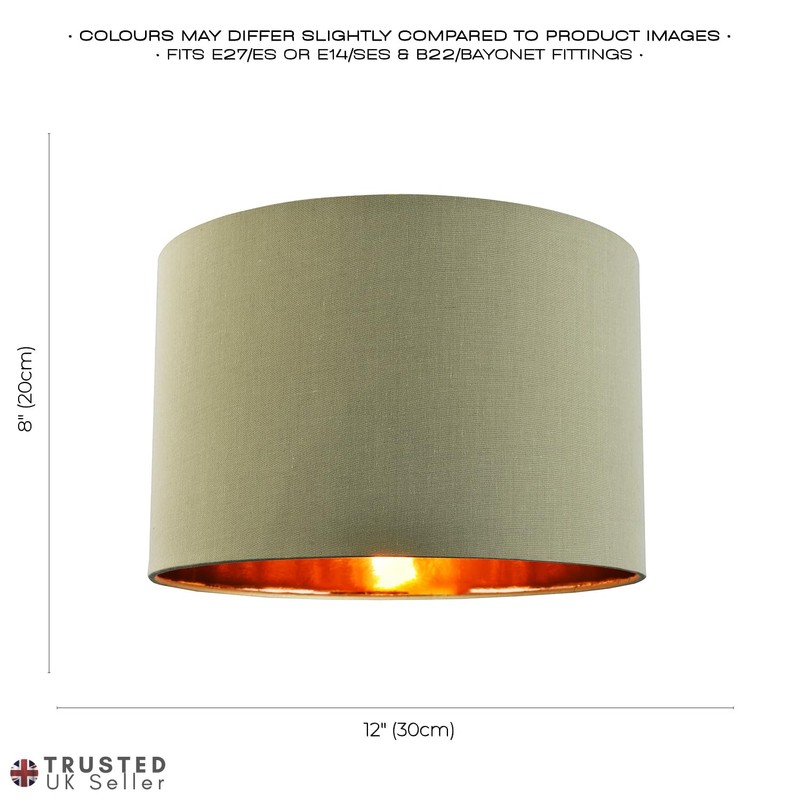 Contemporary and Chic Olive Green Cotton 12" Table or Pendant