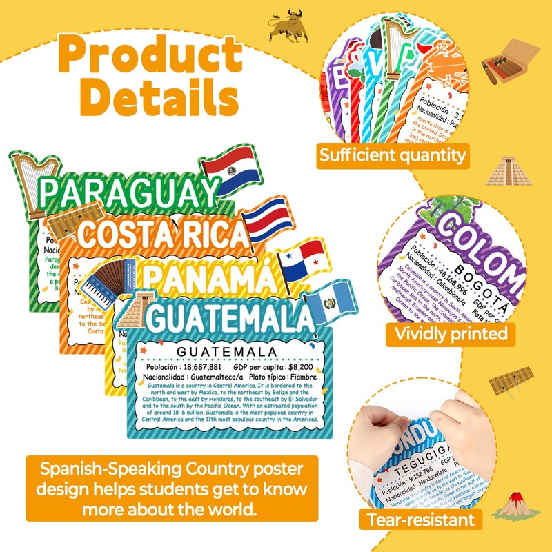 gisgfim Spanish-Speaking Country Bulletin Board Decorations Spanish Classroom Paper Cutouts