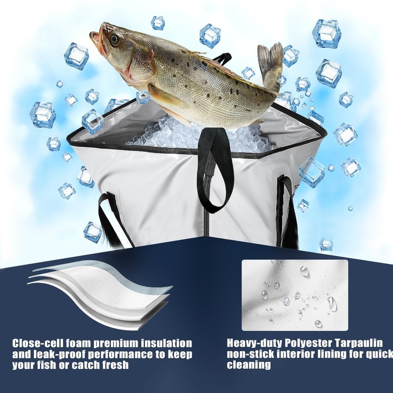Buffalo Gear Insulated Fish Cooler Bag 48x18 Inch, Portable Fish