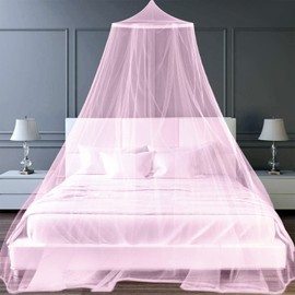 FFTANXS Mosquito Net Canopy, Pink, Size W 413.4" x L 98.4" H 250cm, Romantic Style, Princess Theme