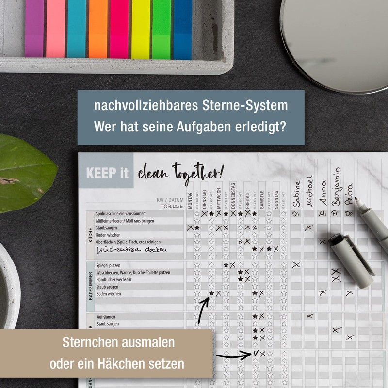 Task Planner Cleaning Plan Wipeable with Pen - Household Planner