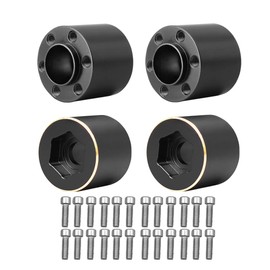NXUEBDU Brass Wheel Hex Hub 12mm Extenders Adapter for 1/10 RC Crawler Car SCX10 TRX4 1.9 2.2 Wheels Rim Upgrade Parts, Pack of 4 (Black, 18.4mm)