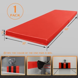 PROGOAL 1 Pack Wall Protection Pad,Sport Wall Padding Gym Basketball-Court Garage Protectors with 2” Thick Foam,Durable High-Cushioning Padding for Wall-Mounted Basketball Hoops(60" L x 20" W,Red)