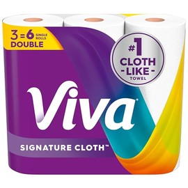 Viva Signature - Toallas de papel de tela, 3 rollos dobles, 86 hojas por rollo